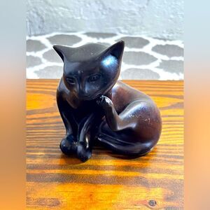 Vintage Brown Cat Figurine made in Thailand solid figurine home decor bookcase